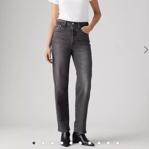 Levi's 'Well Worn Black' Ribcage Straight Ankle High Rise Jeans Size 28